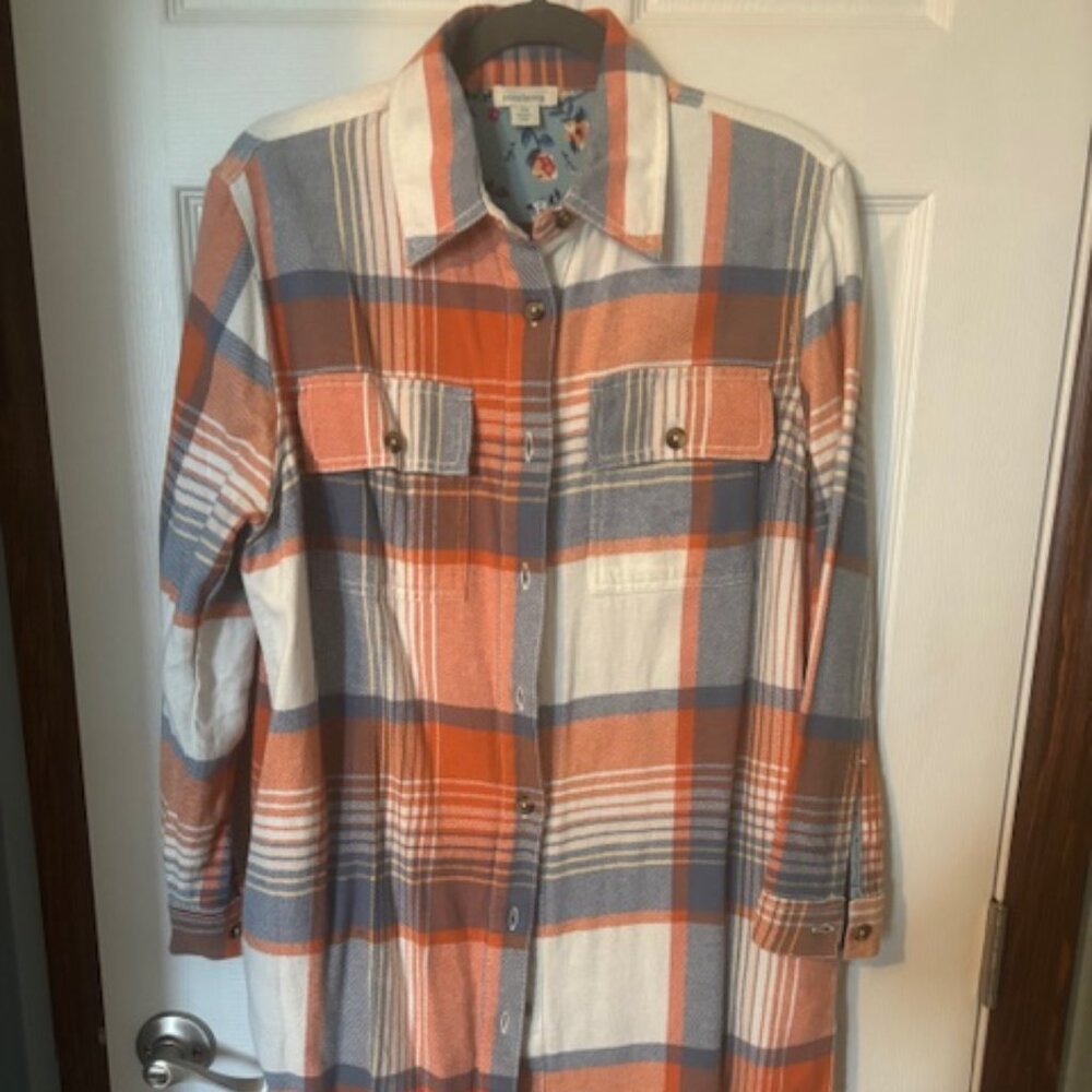 Sundance Catalog long flannel plaid top/dress - Size Petite Medium